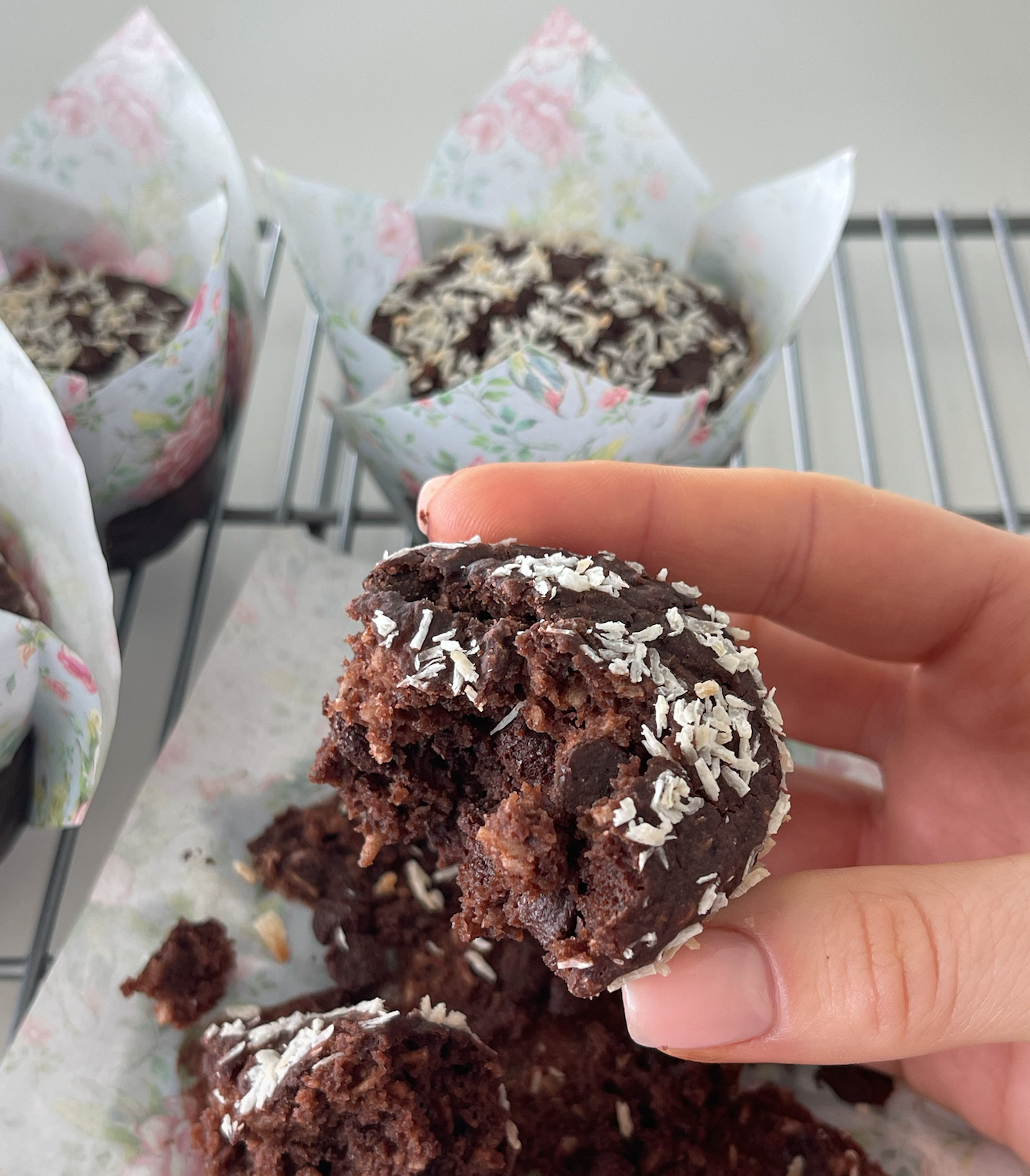 Eggless Choco-Coco Muffins