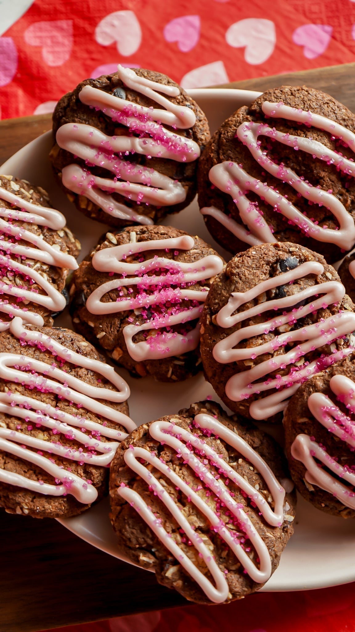 Coconut Chocolate Cookies with Cherry Drizzle