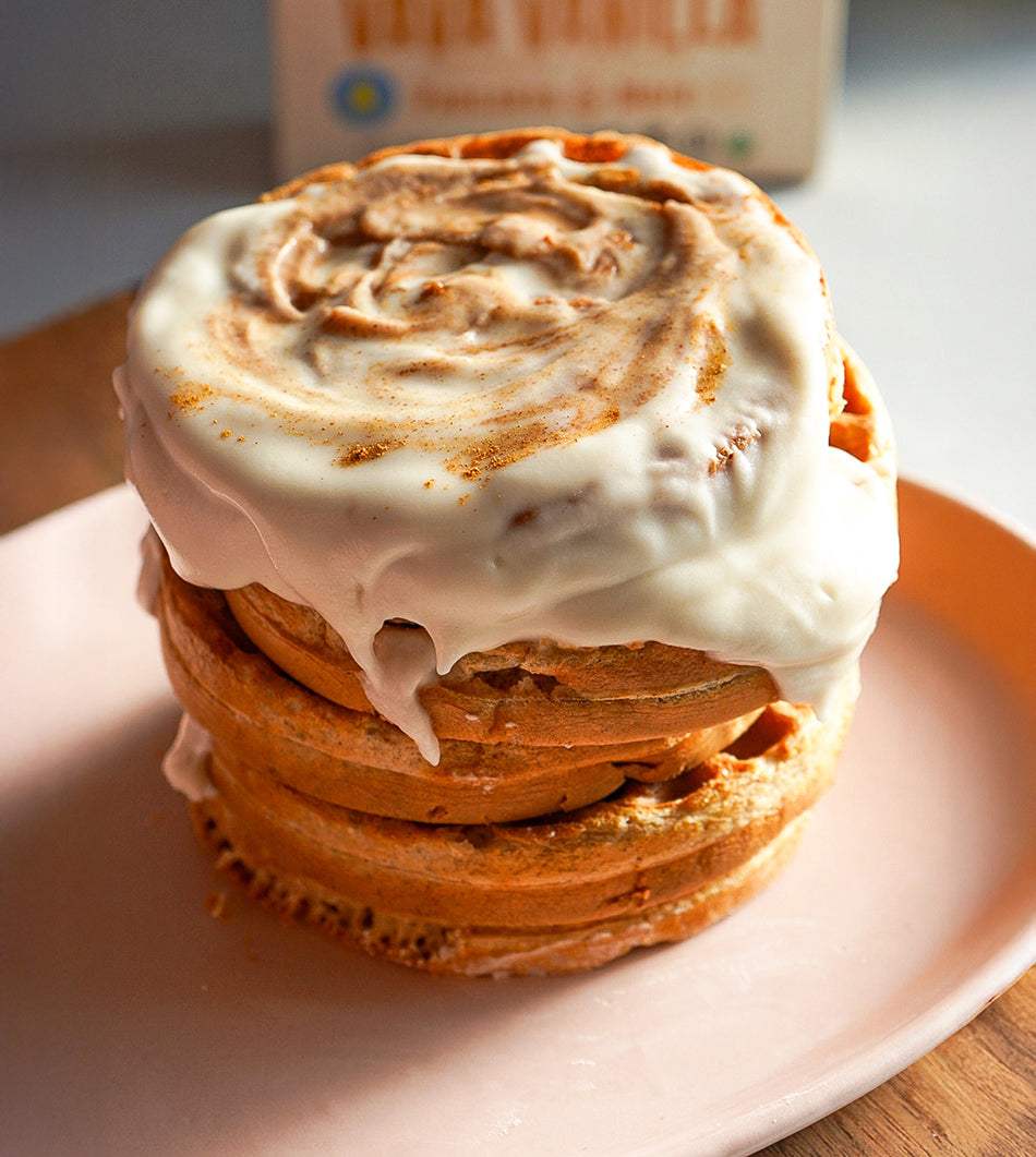 Cinnamon Roll Protein Waffles
