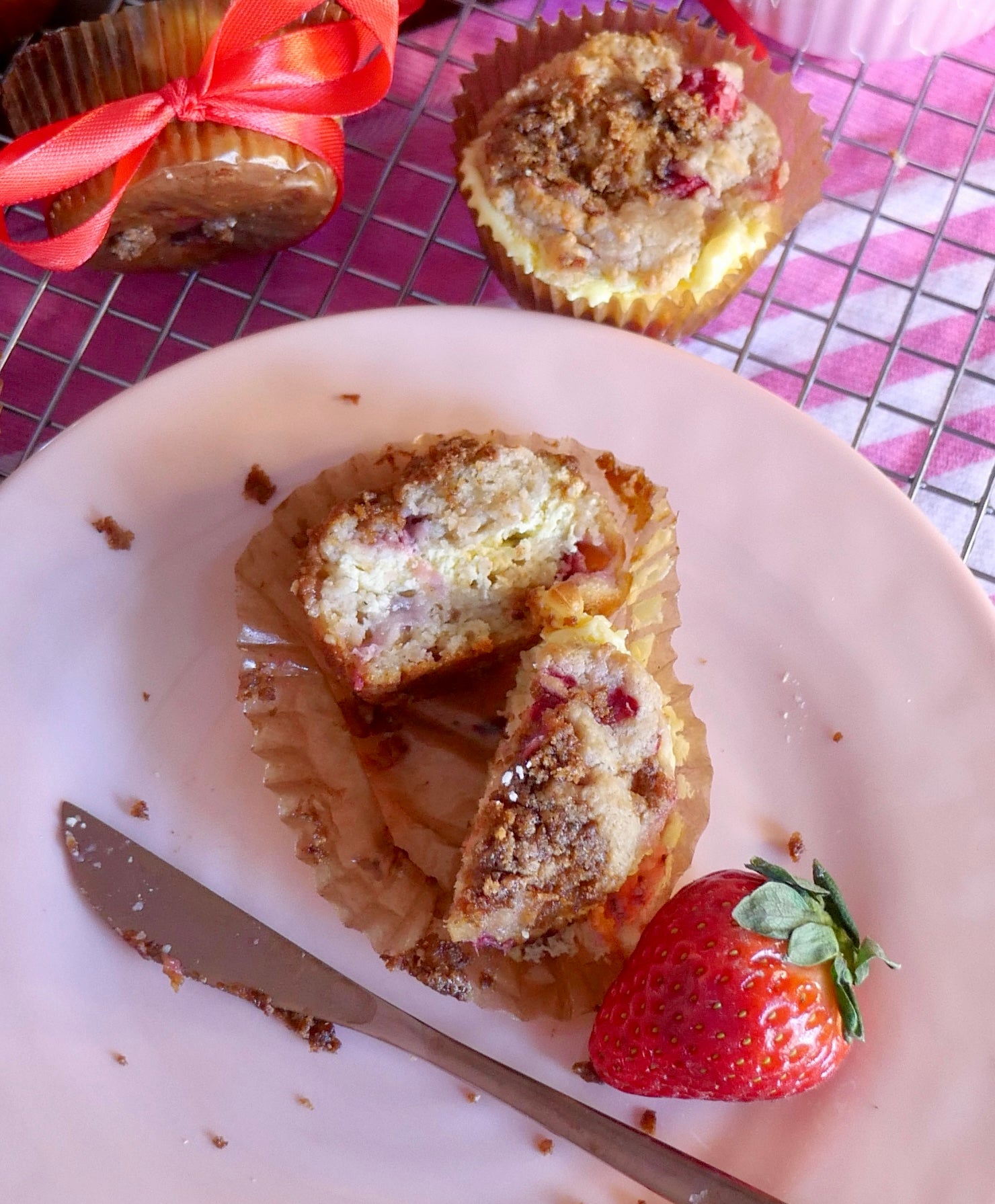 Creamy Heart Strawberry Muffins