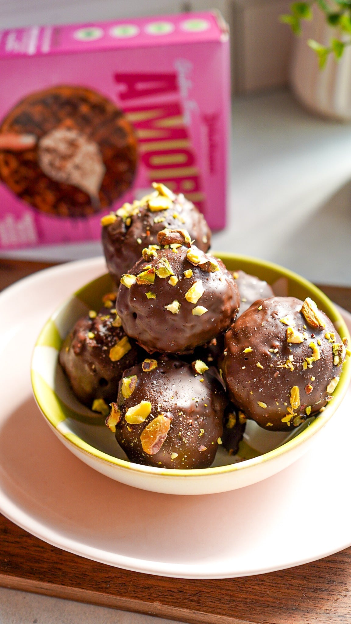 Protein Brownie Pistachio Truffles