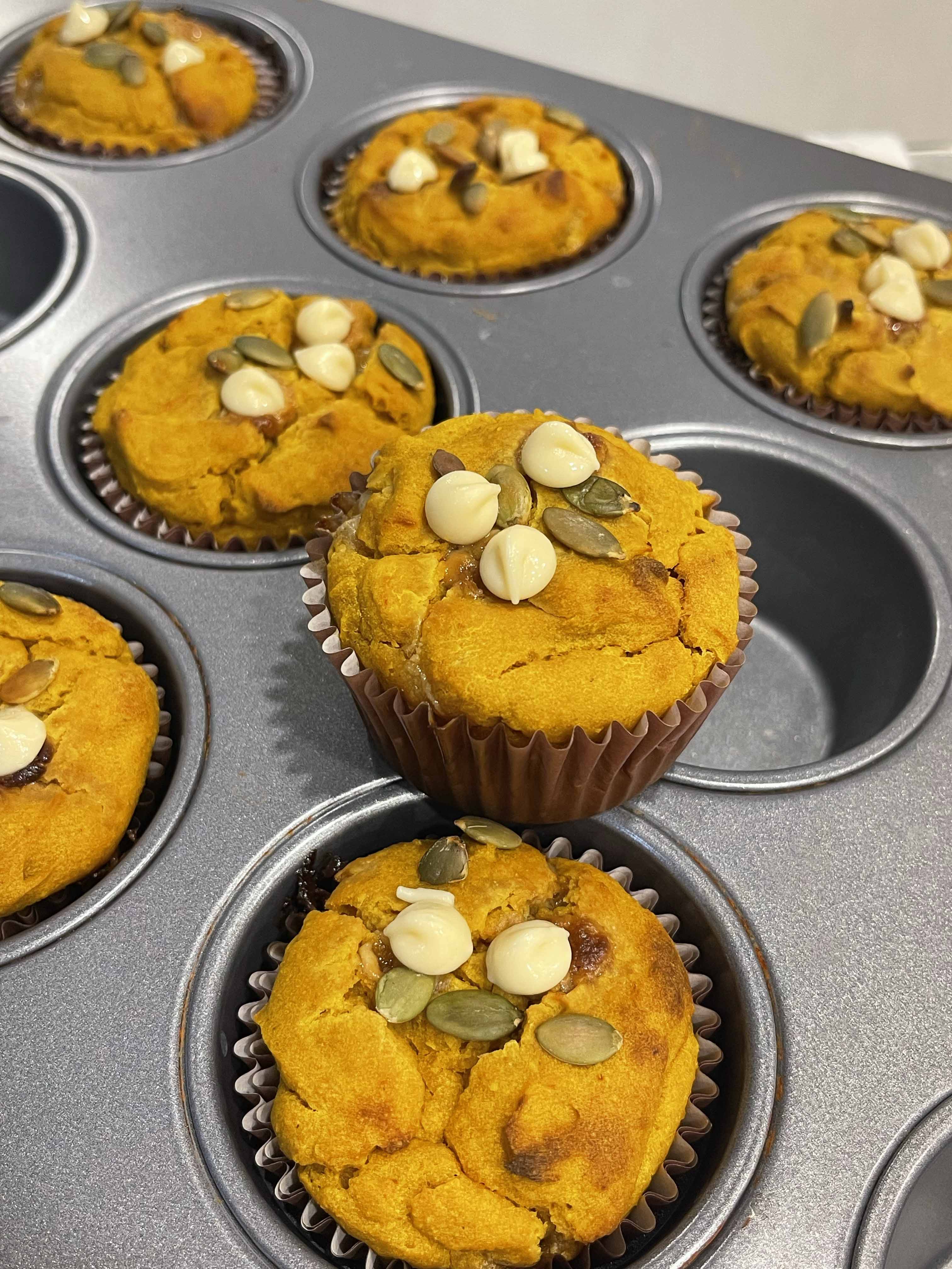 Pumpkin White Chocolate Chip Muffins
