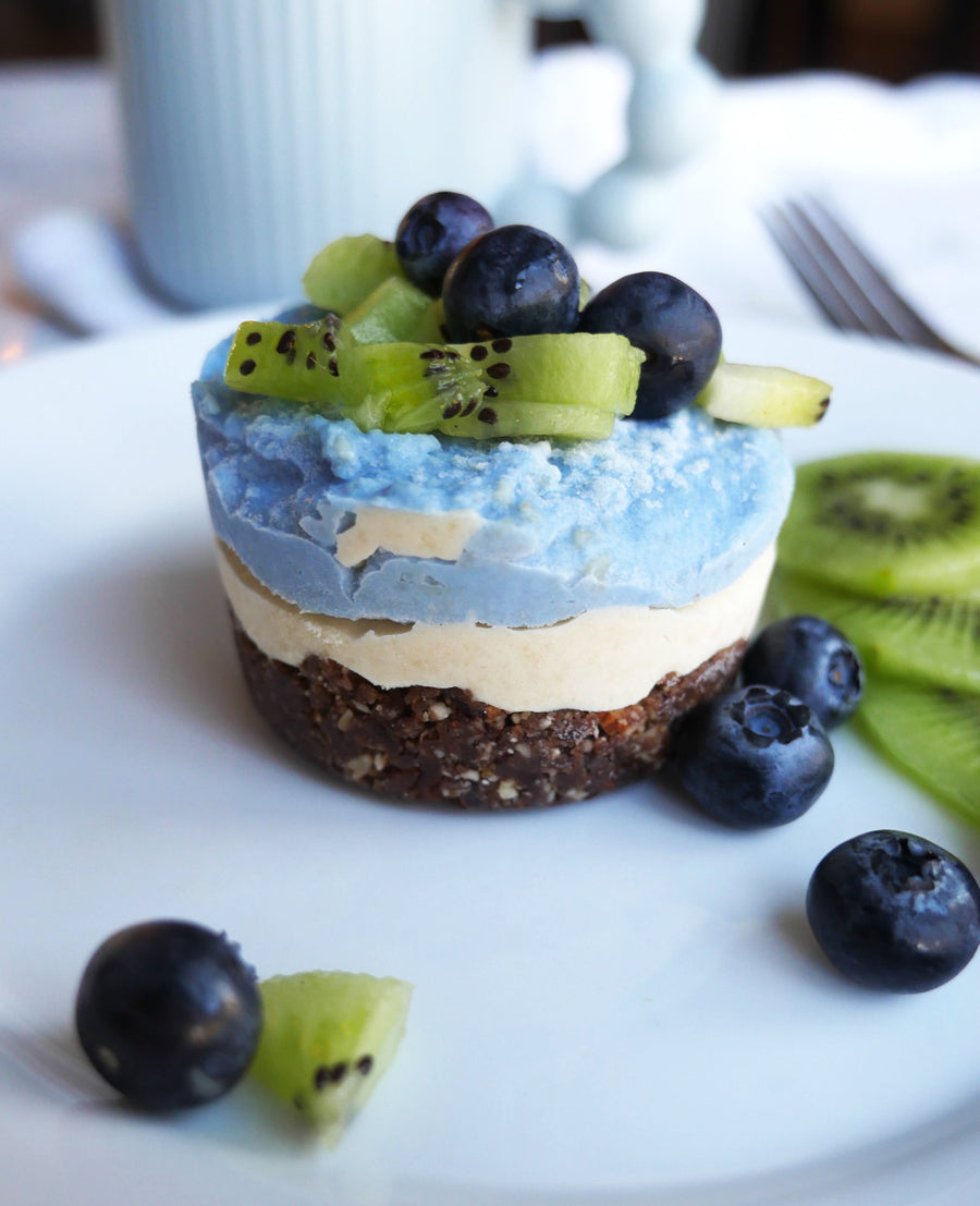 Blue Spirulina Lemony Cheesecakes